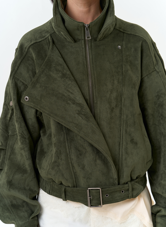 Женская куртка бомбер из эко замши 