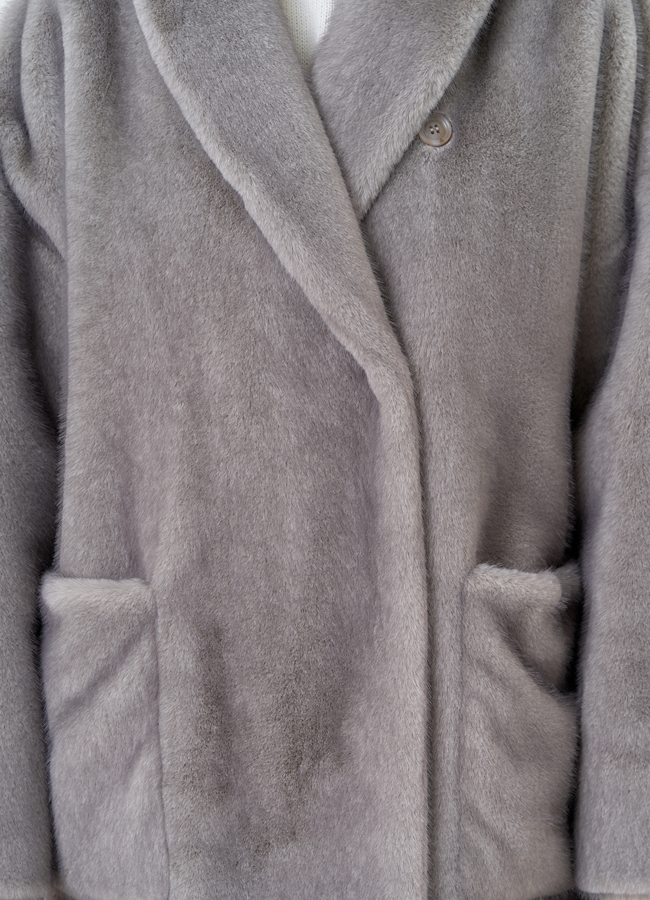 Женская шуба из эко меха с воротником шаль модель № 31503 универмаг малина