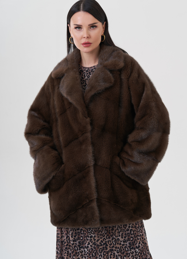 фото Шуба из норки с английским воротником  модель № 30690