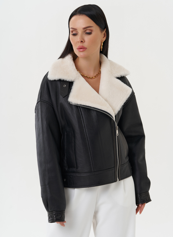 Натуральная дубленка черного цвета