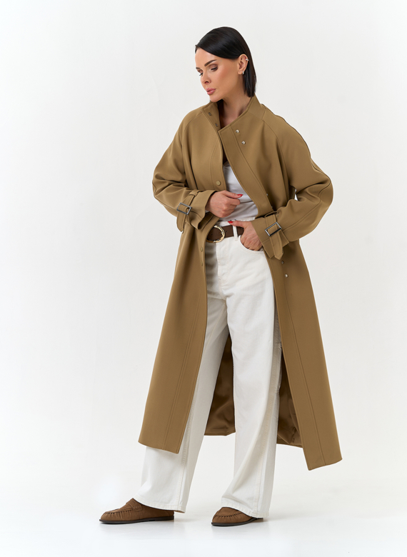 Женский плащ с воротником стойкой