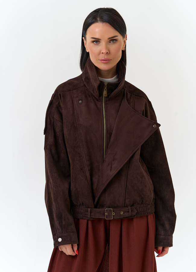 Женская куртка бомбер из эко замши модель № 33031 универмаг малина