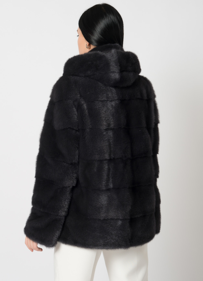 фото Куртка из меха норки с капюшоном модель № 25398