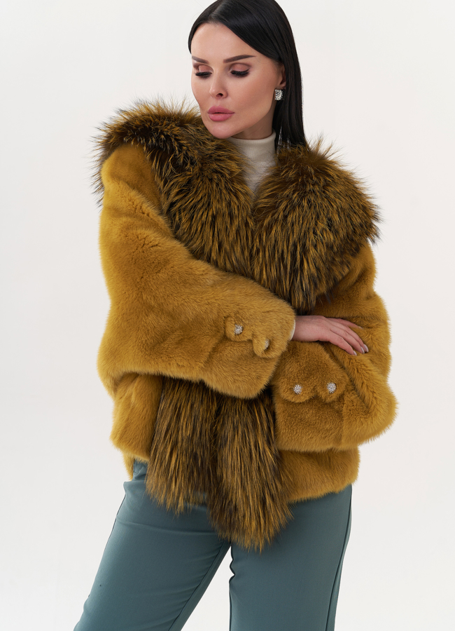 Норковая шуба укороченная модель № 24739 универмаг малина