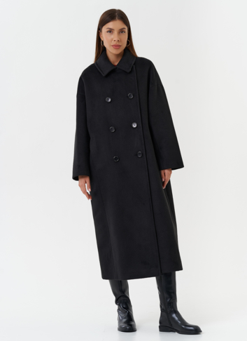 Длинное пальто черного цвета