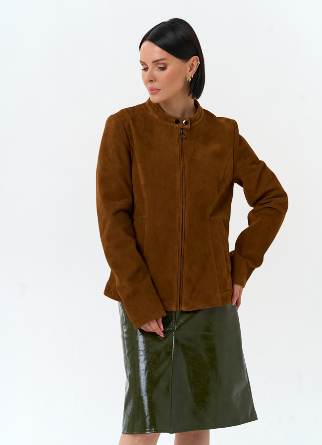 Женская куртка мото из натуральной замши модель № 33140 универмаг малина