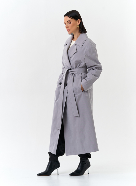 Женский утепленный плащ с английским воротником