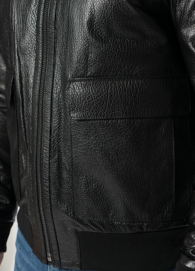 Мужская дубленка пилот в черном цвете модель № 21351 универмаг малина