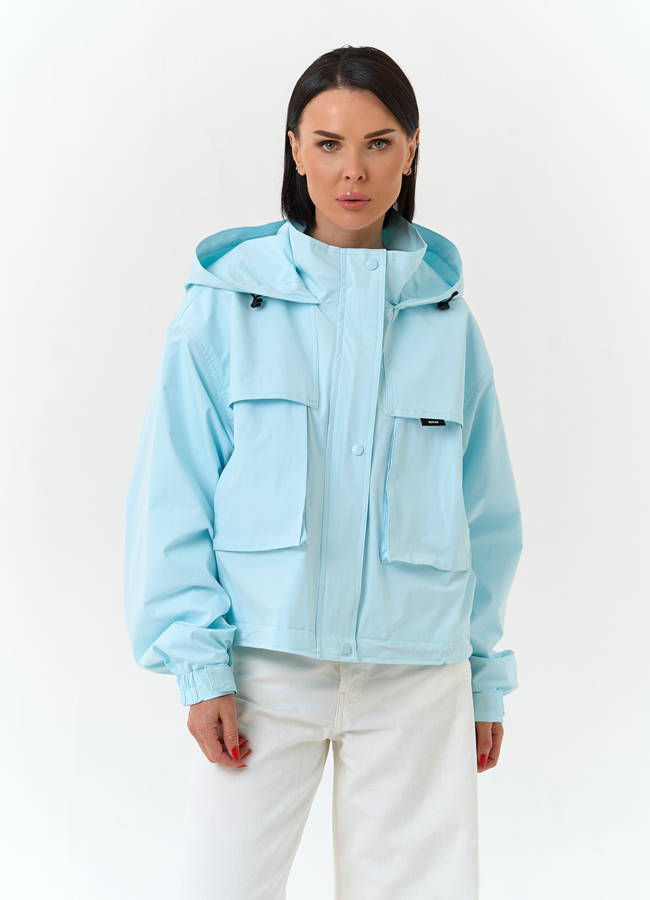 Женская ветровка с капюшоном модель № 33088 меха малина