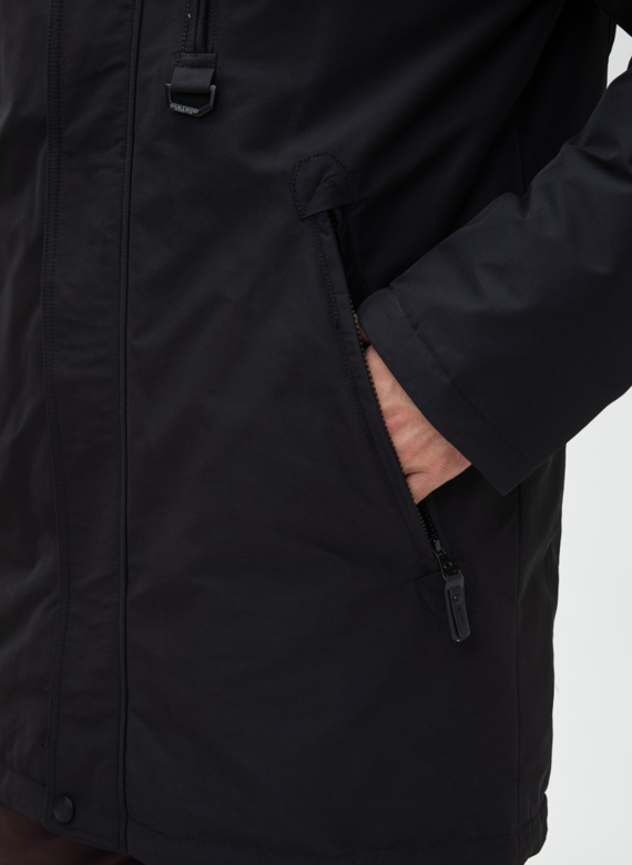 Мужской пуховик с капюшоном из меха енота