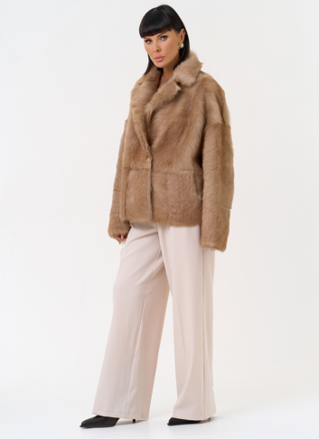 Женская натуральная дубленка с английским воротником