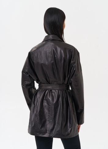 Жакет удлиненный из натуральной кожи