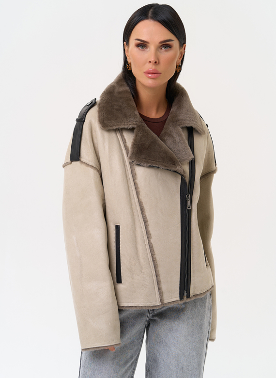 Светлая натуральная дубленка