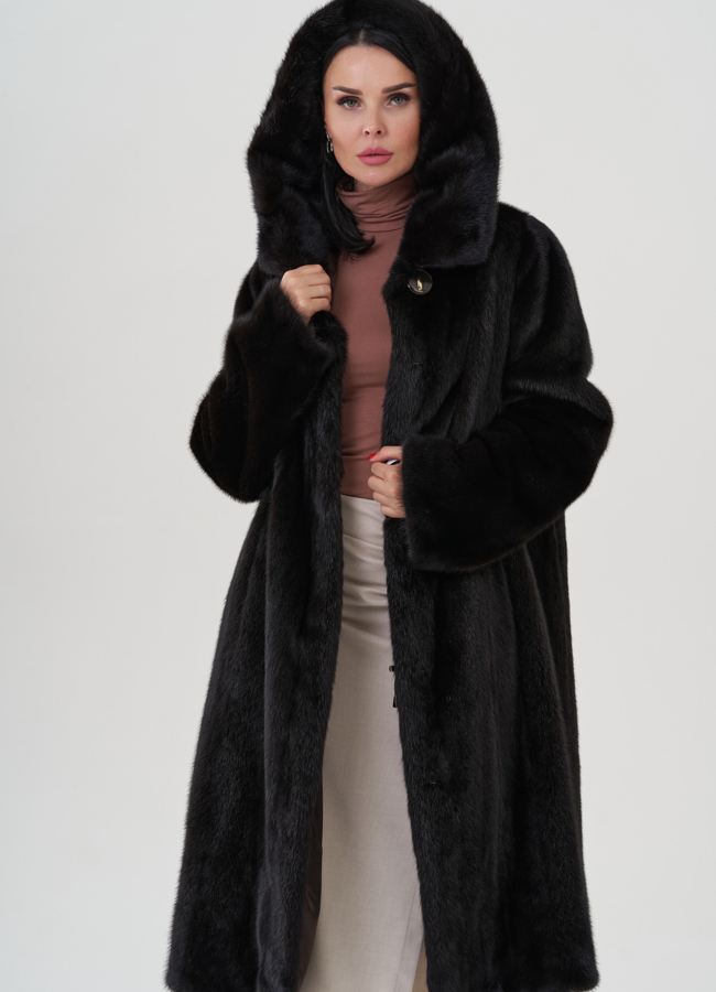 Шуба из норки в цвете махагон модель № 26126 универмаг малина