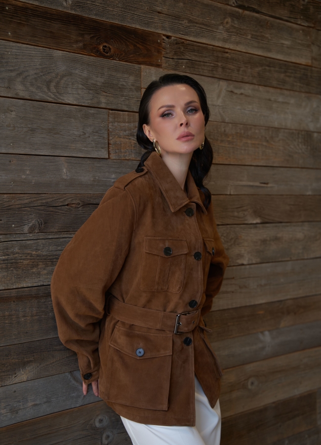 Куртка - сафари женская из натуральной замши модель № 29922 универмаг малина