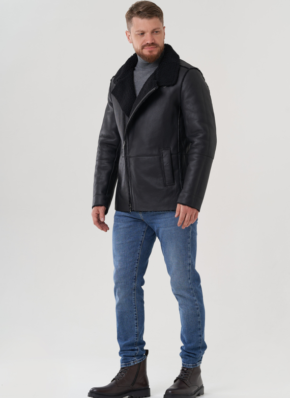 Дубленка мужская черного цвета 