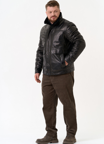Куртка из натуральной кожи черного цвета