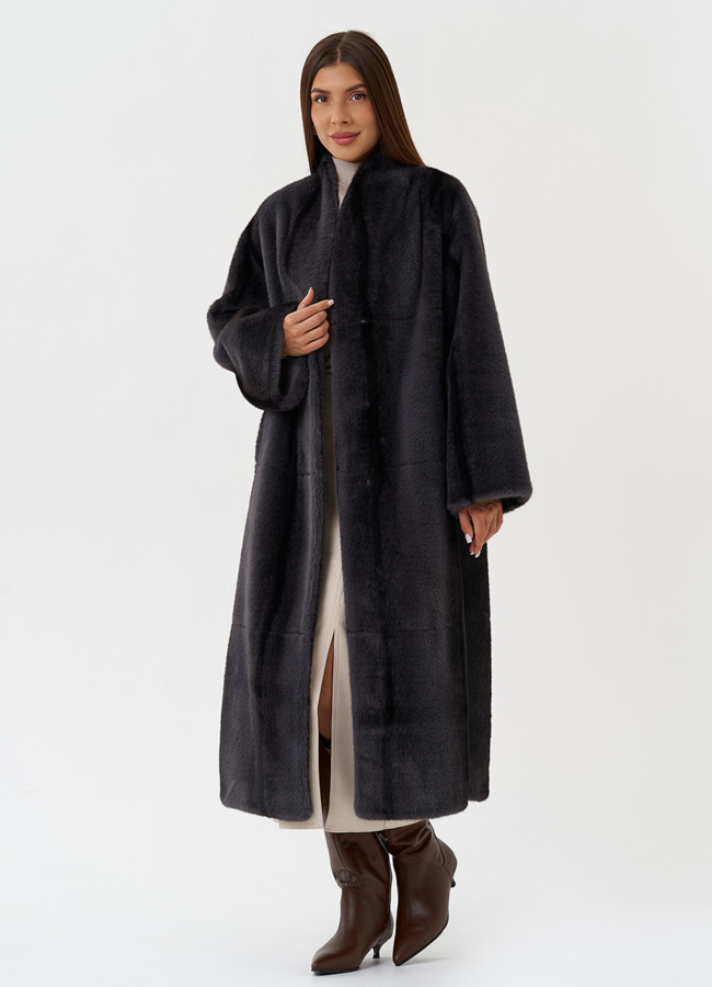 Длинное пальто из эко меха с принтом деграде модель № 28543 универмаг малина