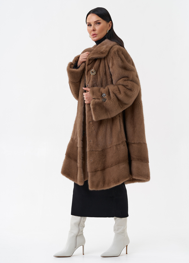 Норковая шуба с воротником модель № 28934 универмаг малина