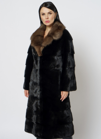 Шуба из норки с английским воротником