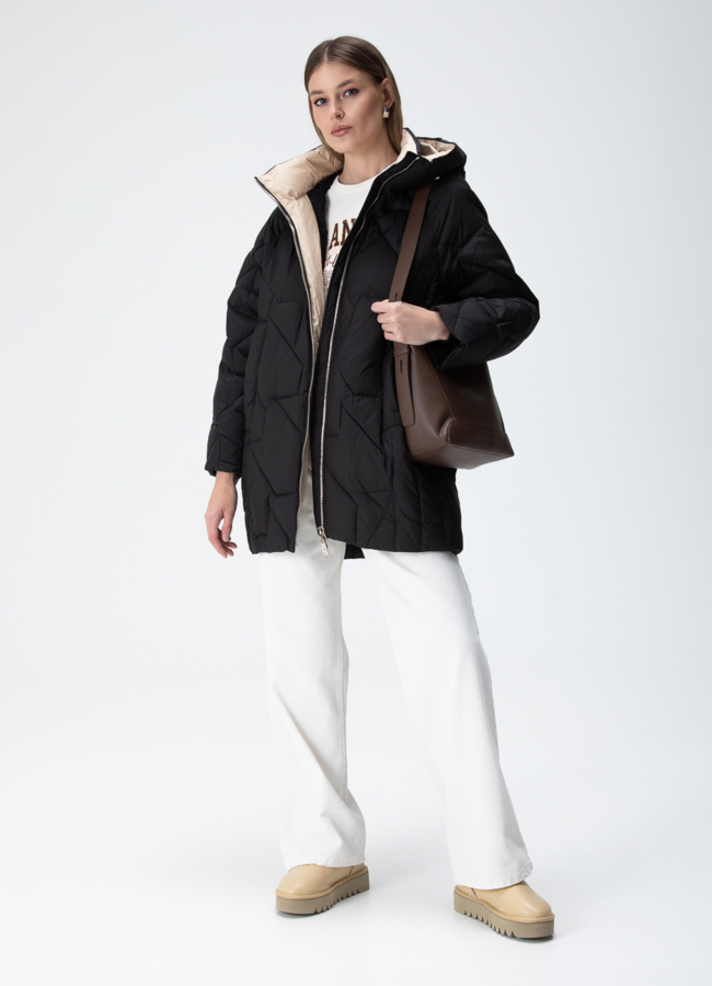 Женский пуховик с капюшоном  модель № 28388 в кредит