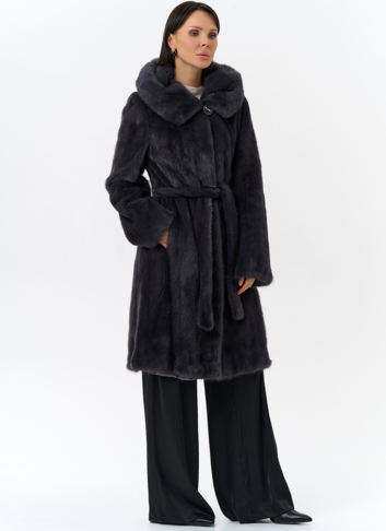 Норковая шуба с поясом