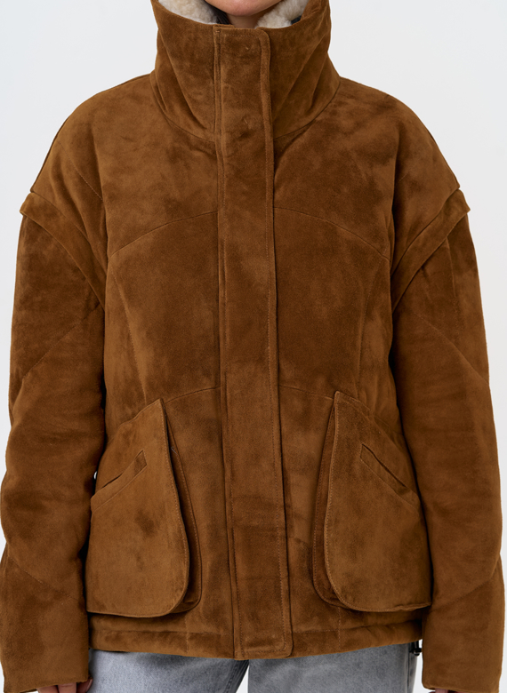 Пуховик - трансформер из натуральной замши