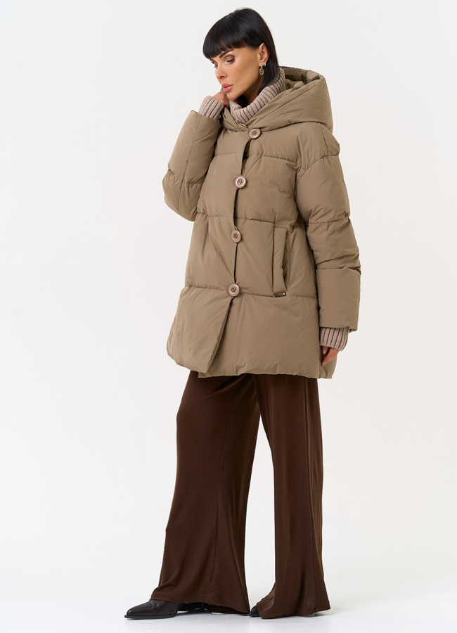 Женский пуховик с акцентными пуговицами модель № 31518 универмаг малина