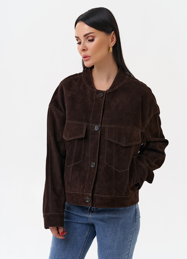 Куртка из замши коричневого цвета модель № 29927 универмаг малина