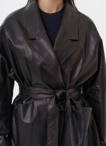 Жакет удлиненный из натуральной кожи