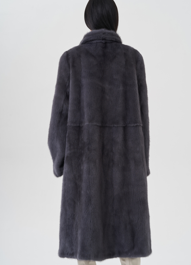 Норковая шуба с воротником стойка  модель № 25600 универмаг малина