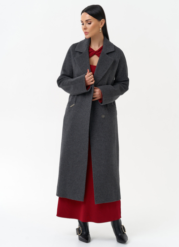 Длинное женское пальто с английским воротником