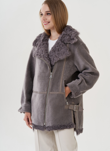 Женская куртка "косуха" из искусственного меха