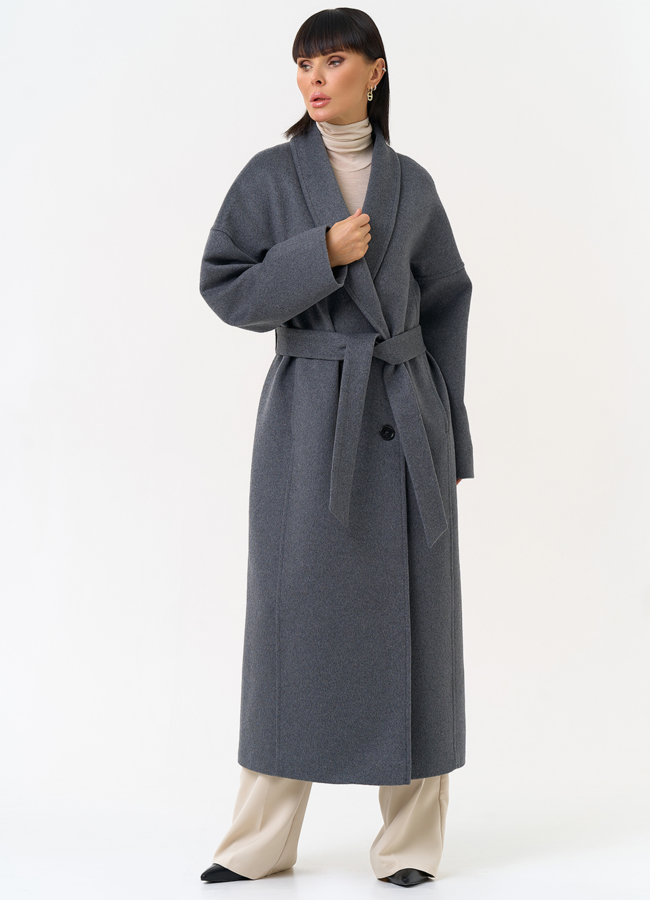 Женское пальто с воротником шаль модель № 31689 универмаг малина