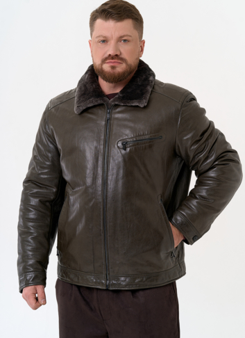 Куртка из натуральной кожи с отделкой из овчины
