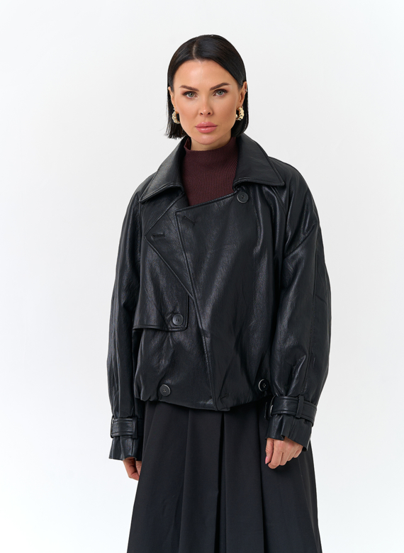 Женская утепленная куртка из эко кожи