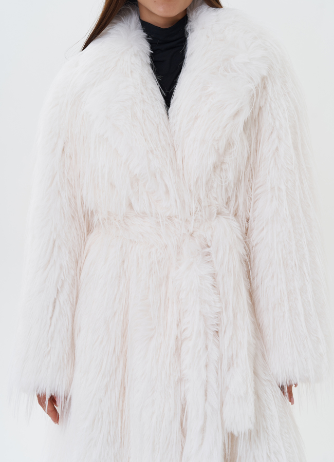 Длинная шуба из эко страуса модель № 26945 универмаг малина