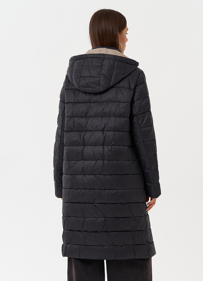 Стеганый пуховик с капюшоном модель № 28293 универмаг малина