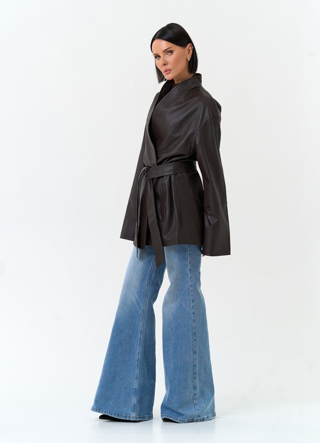 Женский жакет кимоно из натуральной кожи модель № 33116 в рассрочку