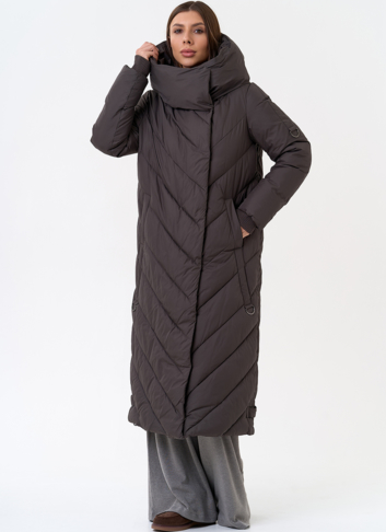 Женский длинный пуховик с капюшоном