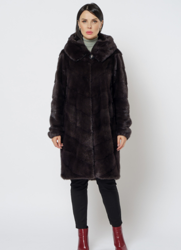 Норковая шуба с капюшоном