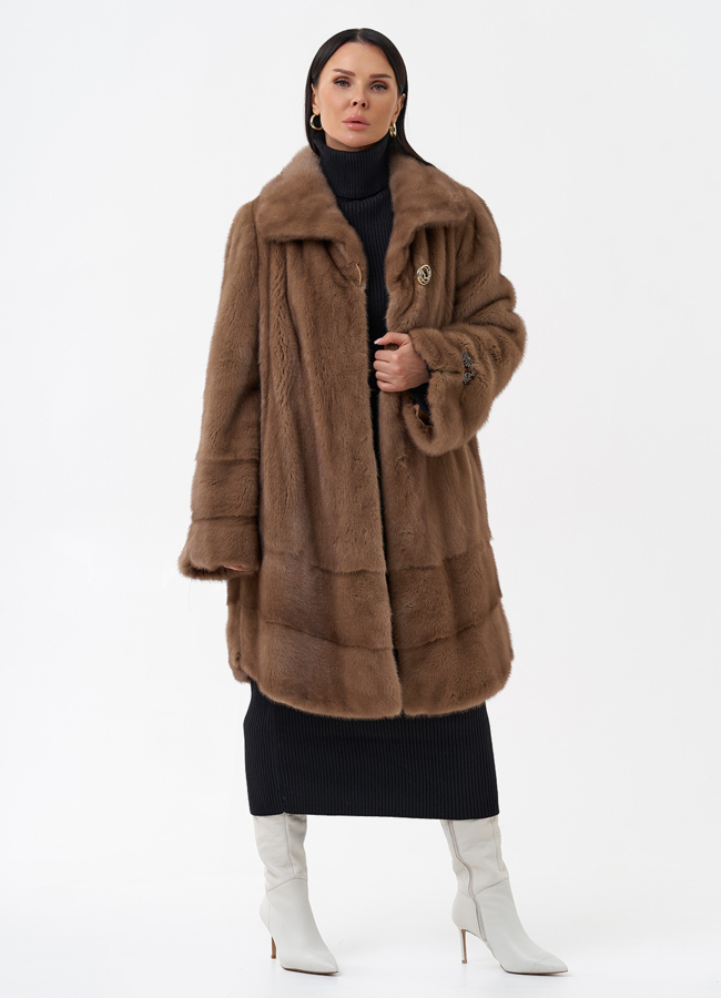 Норковая шуба с воротником модель № 28934 универмаг малина