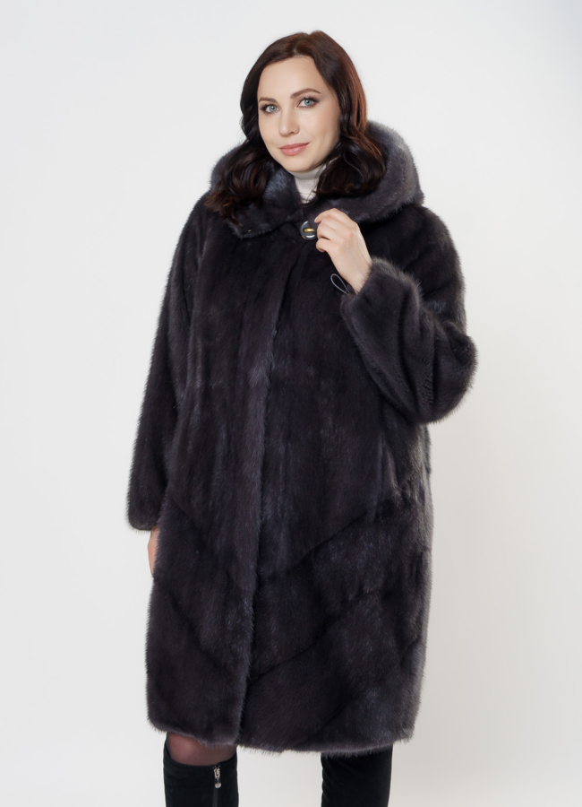 Женская шуба в сером цвете модель № 24809 универмаг малина