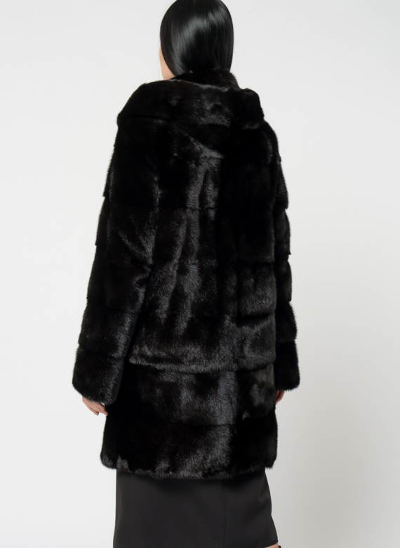 Норковая шуба с капюшоном