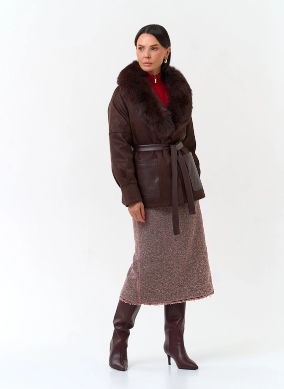 Женская куртка из эко замши фото