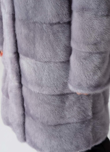 Норковая шуба с капюшоном голубого цвета трансформер  4 в 1