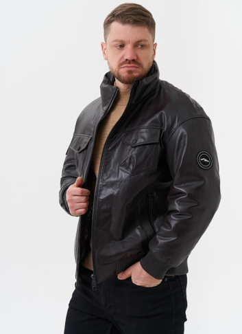 Мужской пуховик из натуральной кожи 