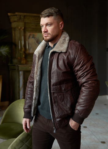 Утепленная куртка из натуральной кожи