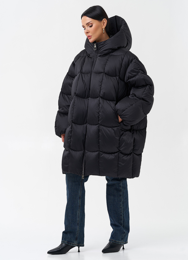 Женский пуховик с капюшоном  модель № 28574 в рассрочку