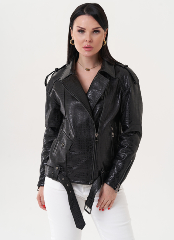Кожаная куртка "косуха" черного цвета